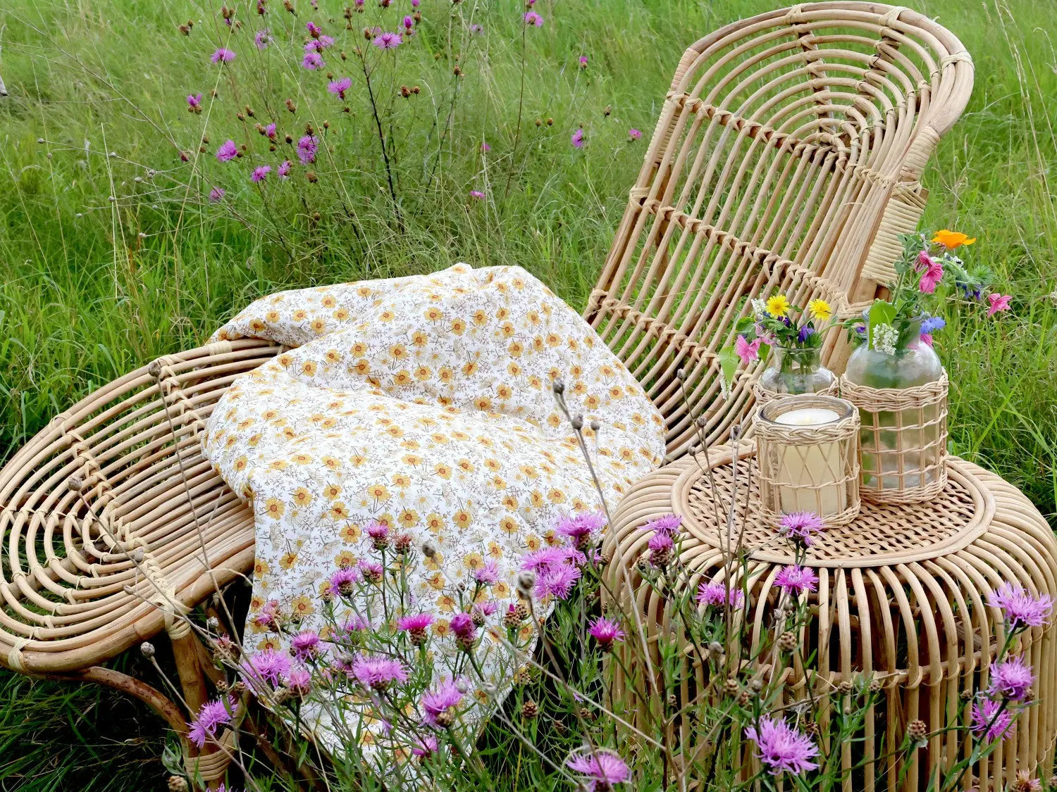 Anne - Chaise longue en rotin Chic Antique