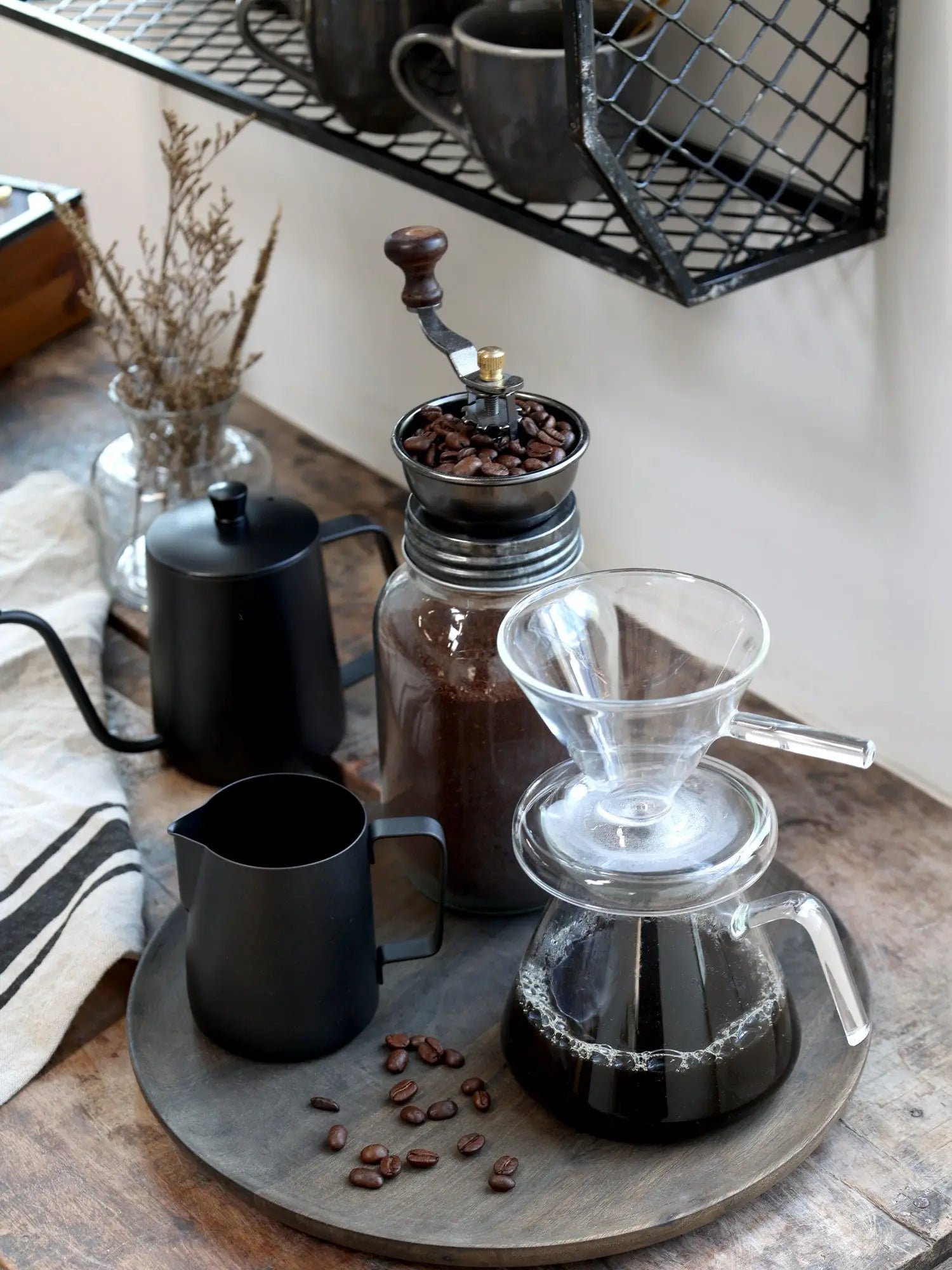 Aurélien - Bocal en verre avec moulin à café 100 cl Chic Antique