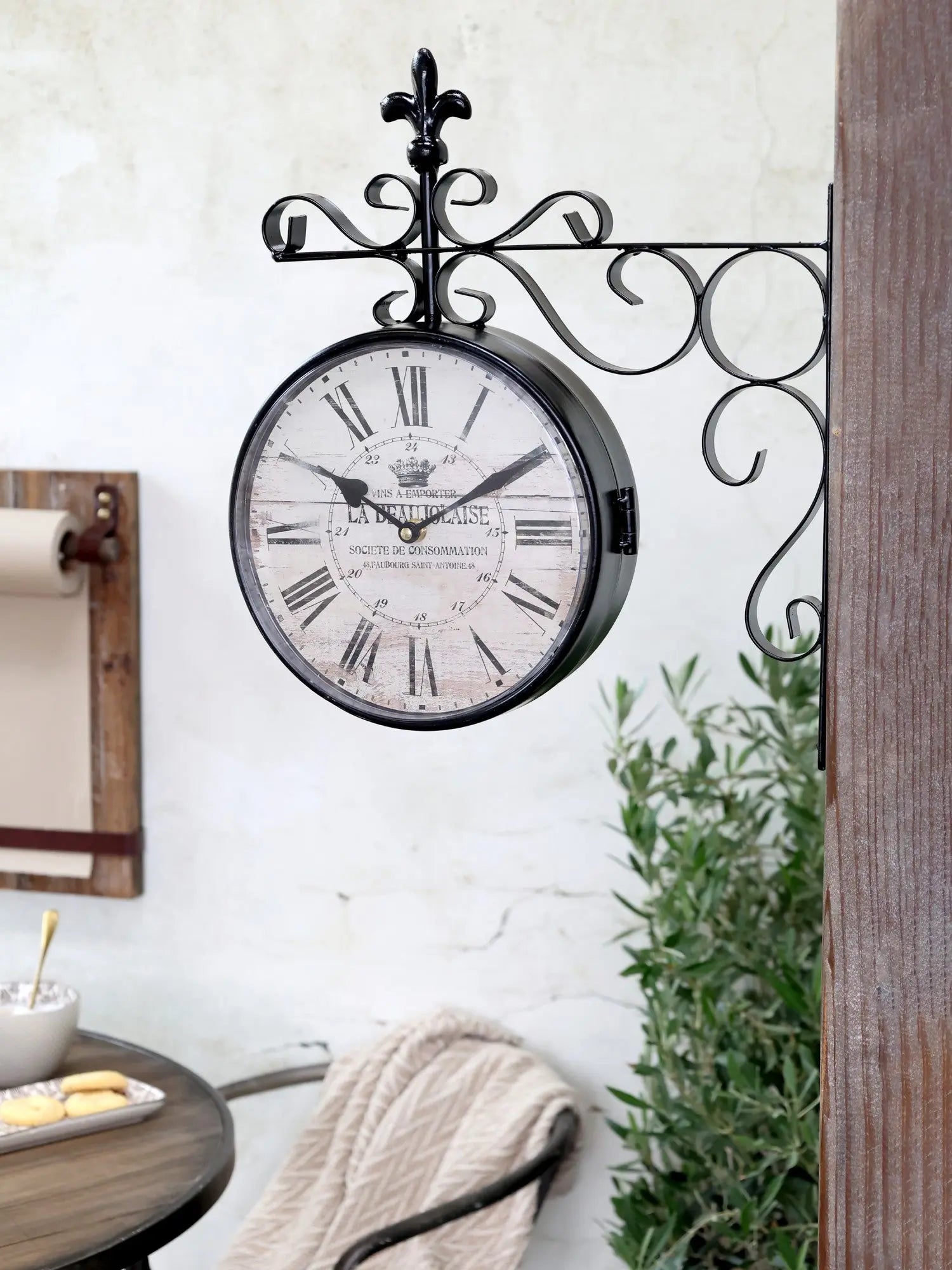 Denise - Horloge murale double Chic Antique